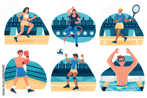 Illustration of Diverse Athletes in Various Sports