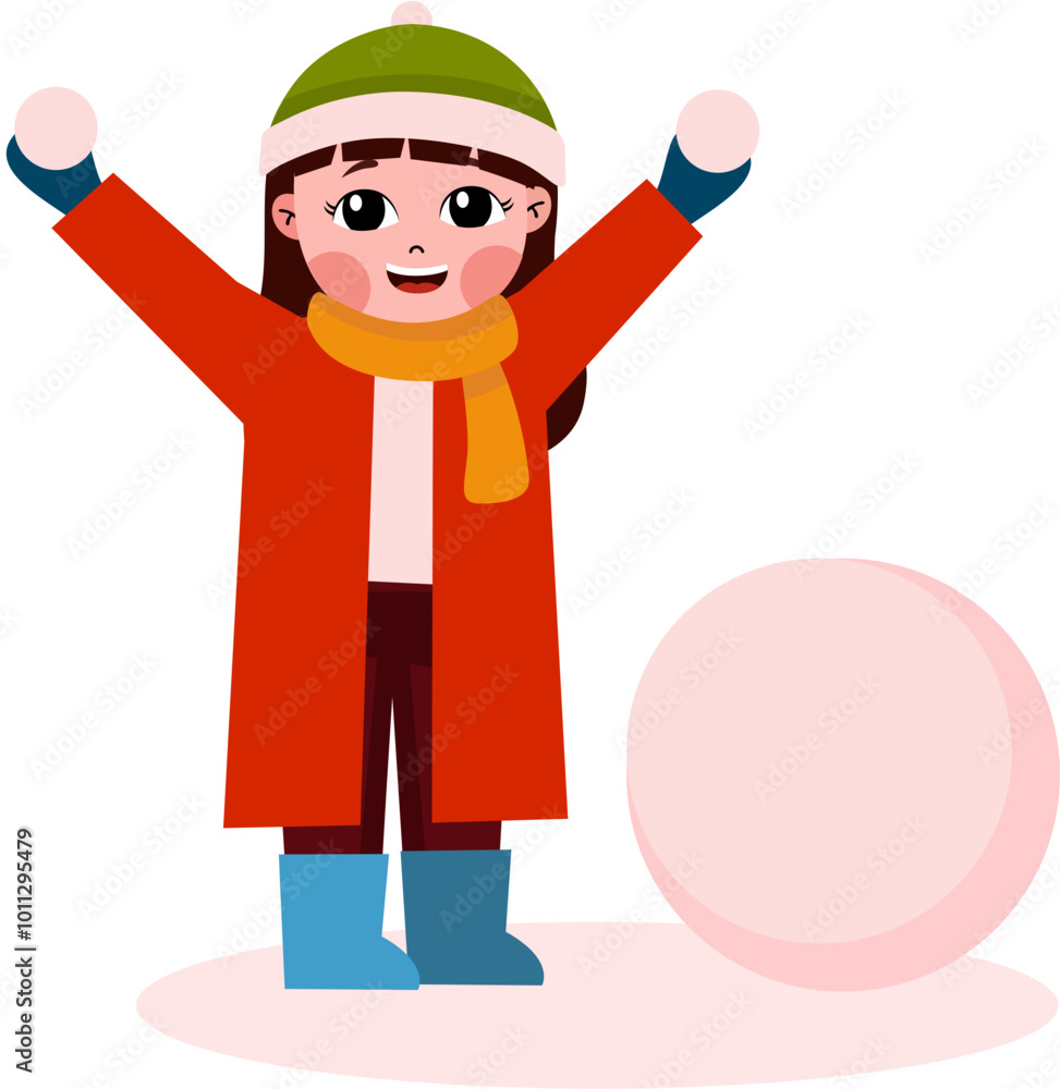 Children build snowman in winter. Cute happy friends play outdoor in Christmas winter season. Happy kids on winter holiday. Kids playing in the snow and building snowman on winter holiday. Children build snowman in winter. Cute happy friends play outdoor in Christmas winter season. Happy kids on winter holiday. Kids playing in the snow and building snowman on winter holiday.