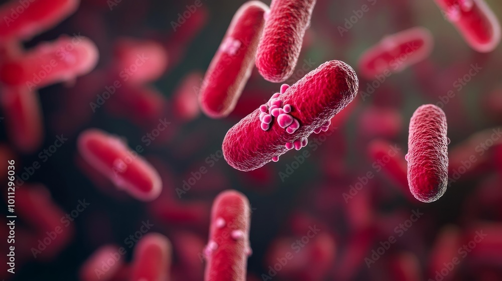 Antibiotic-resistant bacteria in the bloodstream, medical crisis, 3D illustration Antibiotic-resistant bacteria in the bloodstream, medical crisis, 3D illustration