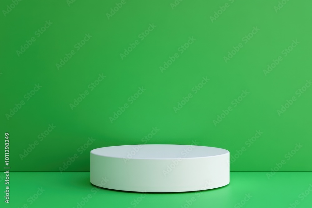Minimalist Green Background with White Pedestal Minimalist Green Background with White Pedestal
