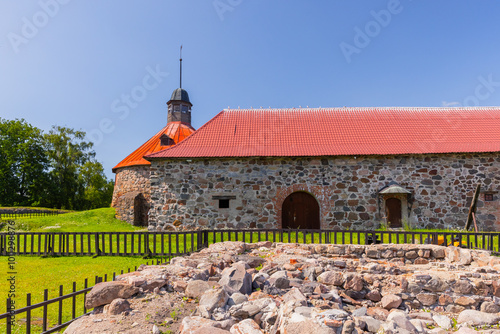 Summer landscape with Korela Fortress on a sunny summer day photo