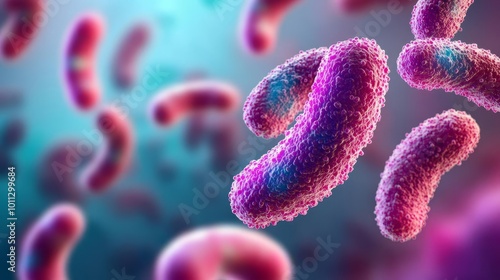 Bacteria with multidrug resistance properties, medical emergency, 3D illustration photo