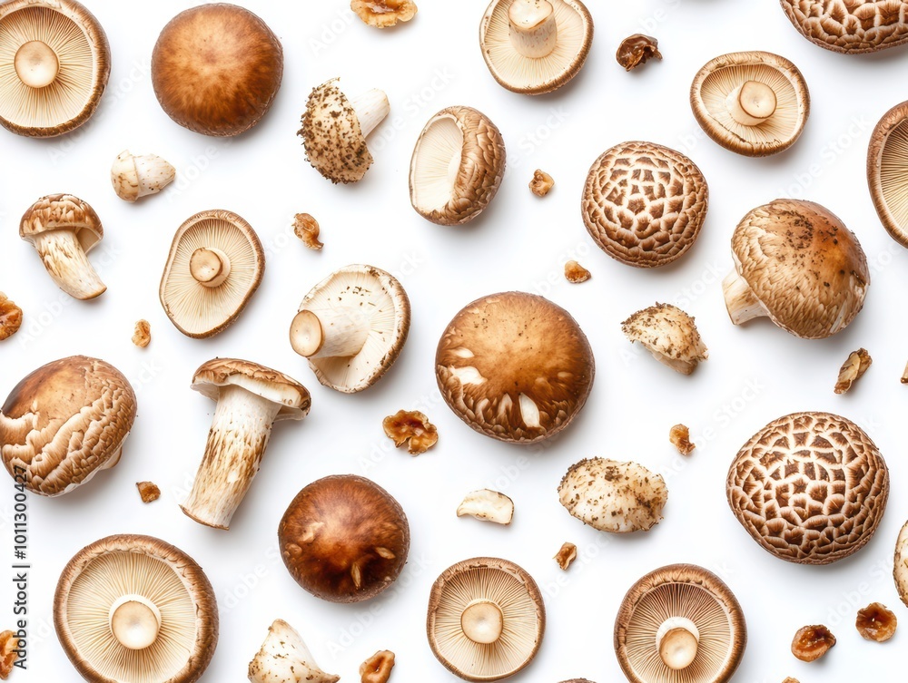 Collection of Fresh Porcini (Boletus Edulis), buttton and shitake Mushrooms with Soil and Whole Varieties – Gourmet Wild Fungi Isolated on white Background for Culinary and Foraging concept Collection of Fresh Porcini (Boletus Edulis), buttton and shitake Mushrooms with Soil and Whole Varieties – Gourmet Wild Fungi Isolated on white Background for Culinary and Foraging concept