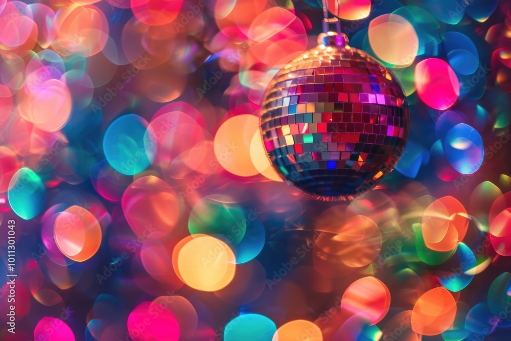 Disco Lighting. Colorful Blurred Disco Ball with Copy Space for Holiday Events Disco Lighting. Colorful Blurred Disco Ball with Copy Space for Holiday Events