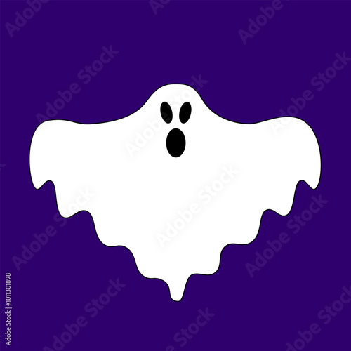 Halloween scary ghost. Screaming fliing ghost. Characters for halloween in cartoon style. 