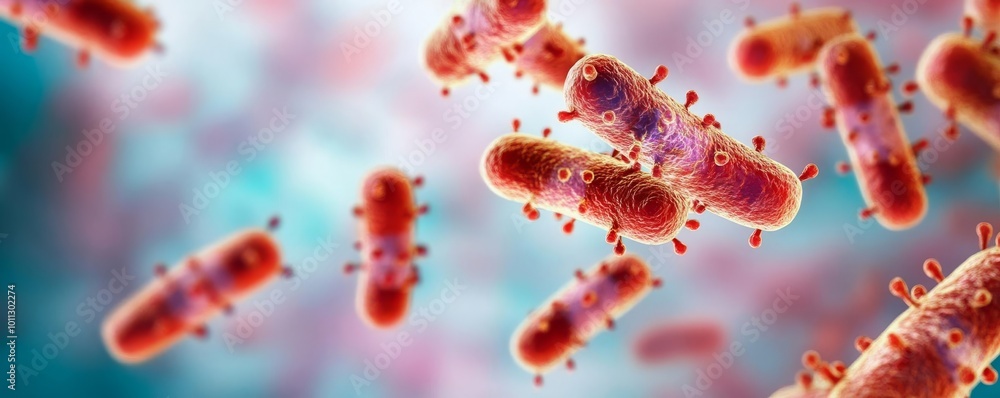 Microorganisms adapting to antibiotics, close-up view, 3D illustration Microorganisms adapting to antibiotics, close-up view, 3D illustration