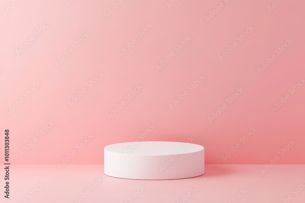 Minimalist White Platform on Pink Background Minimalist White Platform on Pink Background
