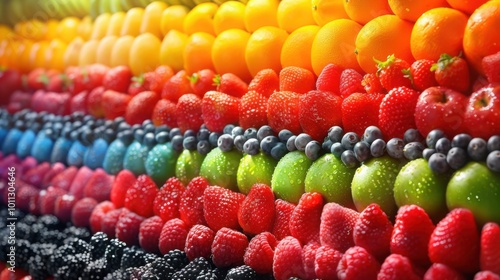 A colorful and diverse arrangement of fresh fruits, including berries, apples, and oranges, showcasing a nutritious and vibrant selection.

