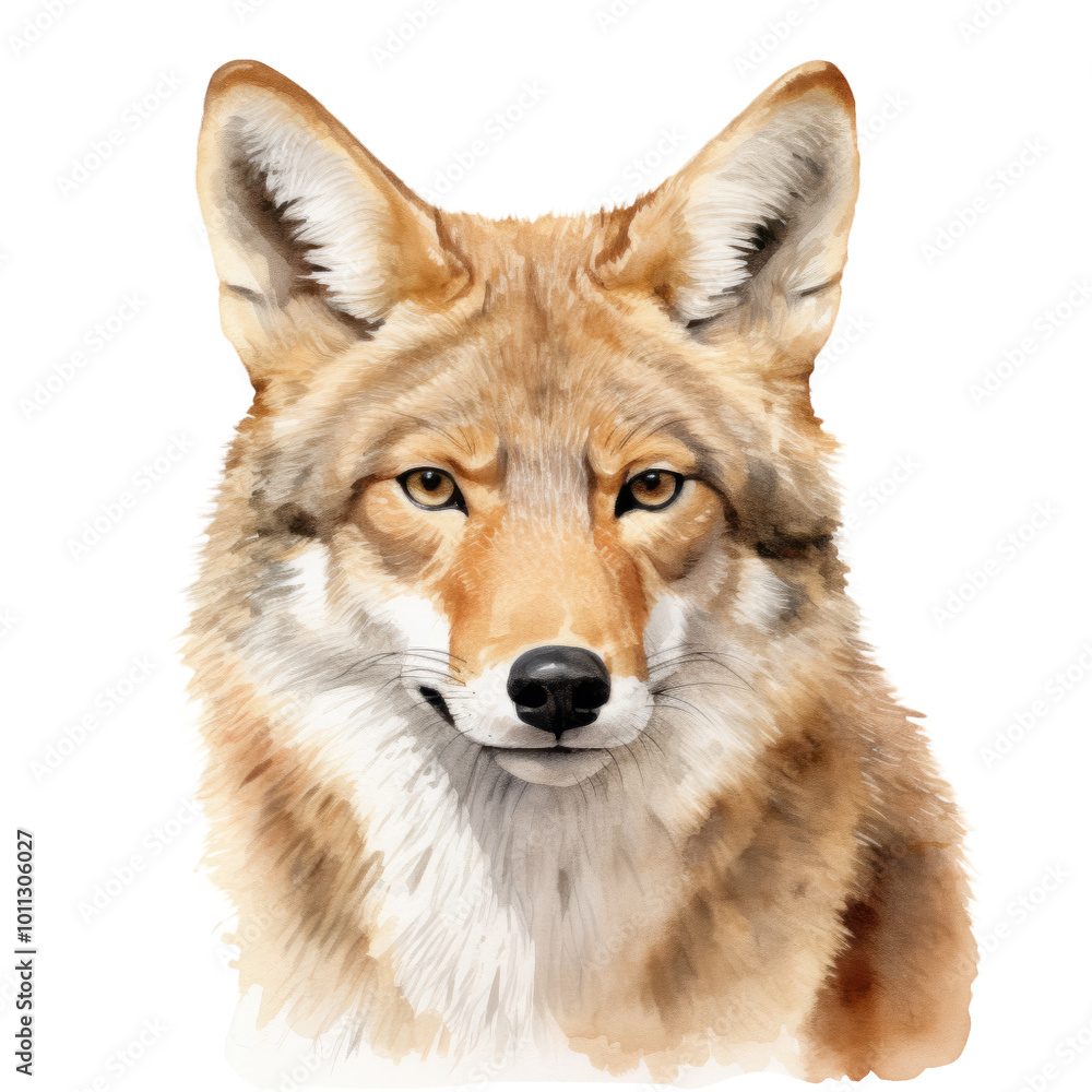 Fototapeta premium Watercolor Coyote Head Clipart Illustration