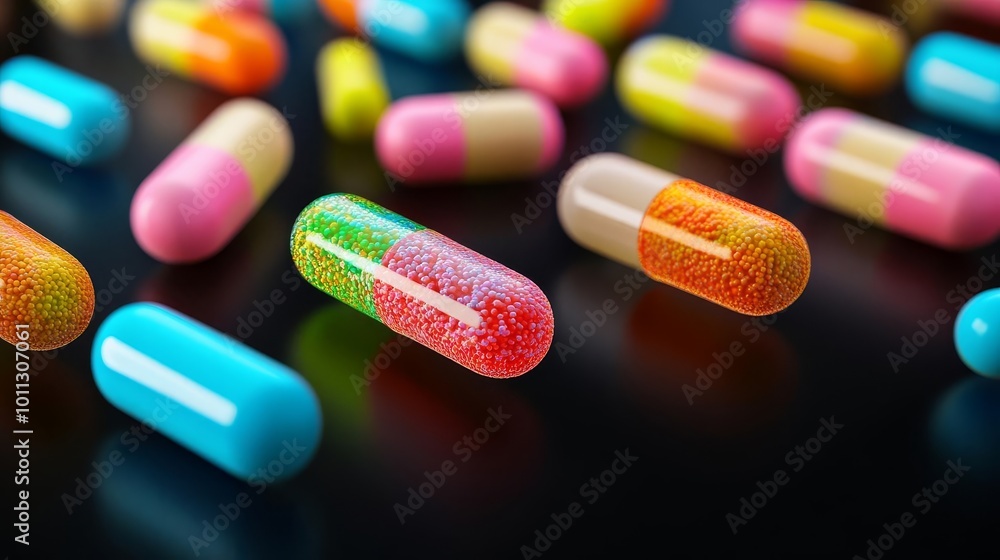 Resistant bacteria on food surfaces, contamination issue, 3D illustration Resistant bacteria on food surfaces, contamination issue, 3D illustration