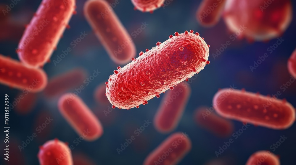 Resistant bacteria replicating in hospital airways, infection control, 3D illustration Resistant bacteria replicating in hospital airways, infection control, 3D illustration