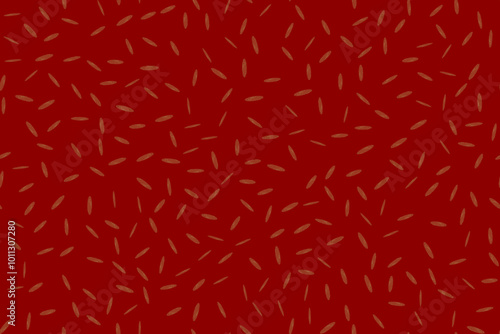 Red Rice Seamless Plant. Rice Plant New Year Yellow Rice Barley Pattern. Seed China Illustration Red Hand Harvest Plant. Drawn Japanese Grain Repeat. Red Dot Vector Seed. Dry Risotto China Background.
