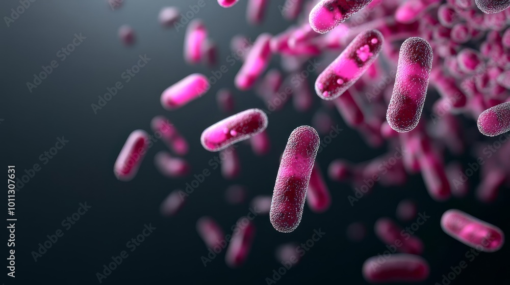 Resistant bacteria spreading in public spaces, contamination risk, 3D illustration Resistant bacteria spreading in public spaces, contamination risk, 3D illustration