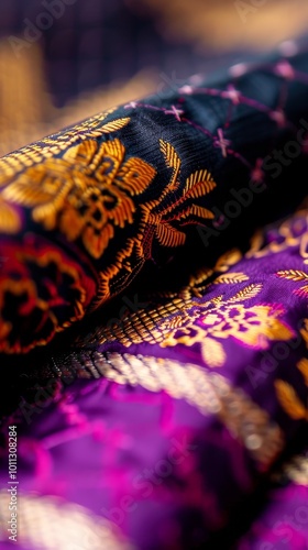 Thai silk, renowned for its luxurious texture and vibrant colors, is a traditional fabric handcrafted from the silk of Thai silkworms photo