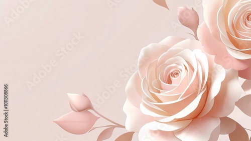 Elegant pink rose illustration on a soft pastel background