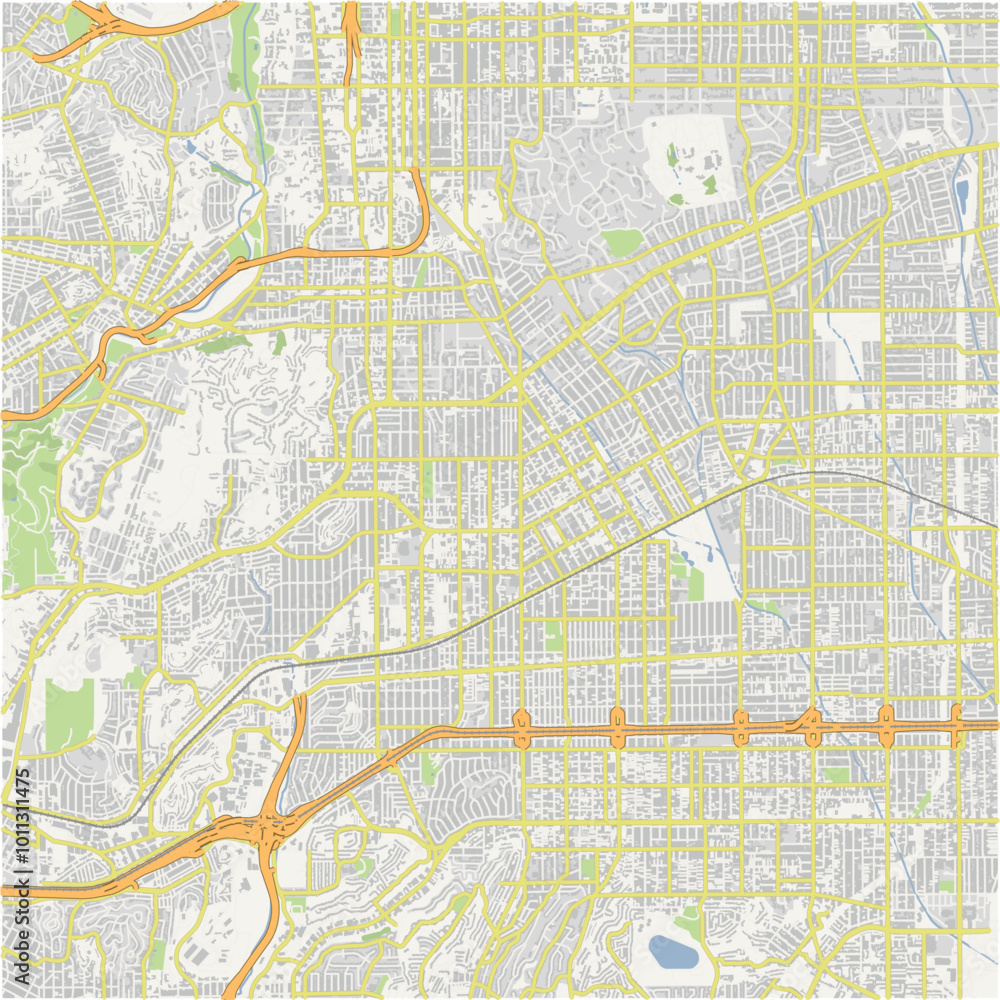 Map of Alhambra in California in a normal road map style. Contains layered vector with roads water, parks, etc. Map of Alhambra in California in a normal road map style. Contains layered vector with roads water, parks, etc.