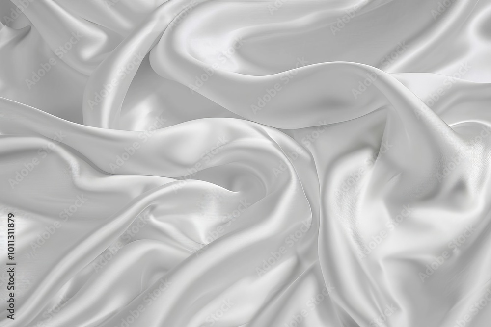 Obraz premium Abstract background of white satin fabric with soft folds and wrinkles.
