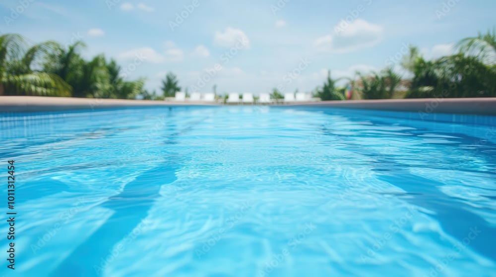 Fototapeta premium Summer Splash, vibrant swimmers enjoying a sunny day at a pool, laughter and energy fill the air, perfect for summer fun, space for personal messages or notes
