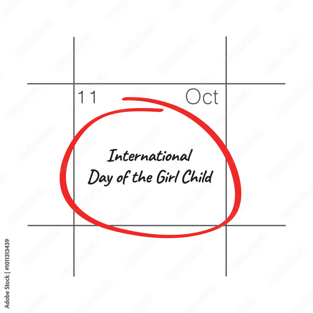 Obraz premium International Day of the Girl Child, October 11 - calendar date.
