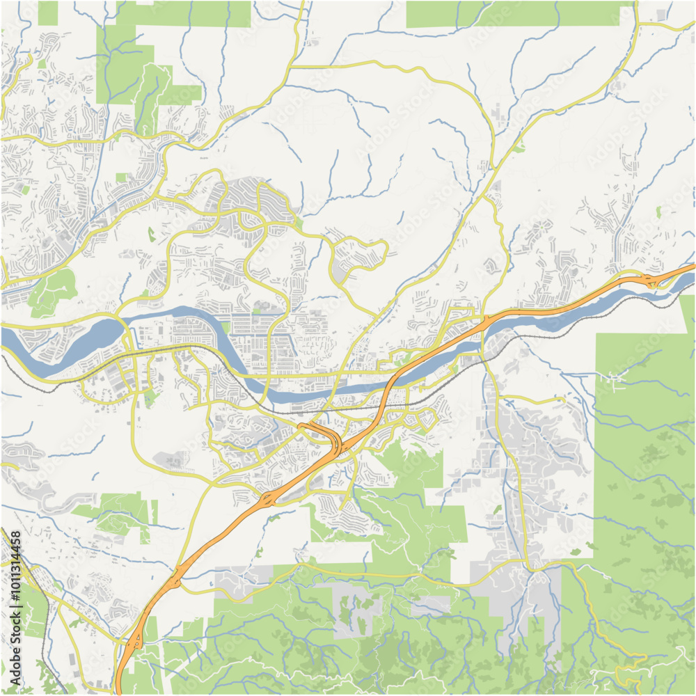 Obraz premium Map of Canyon Country in California in a normal road map style. Contains layered vector with roads water, parks, etc.