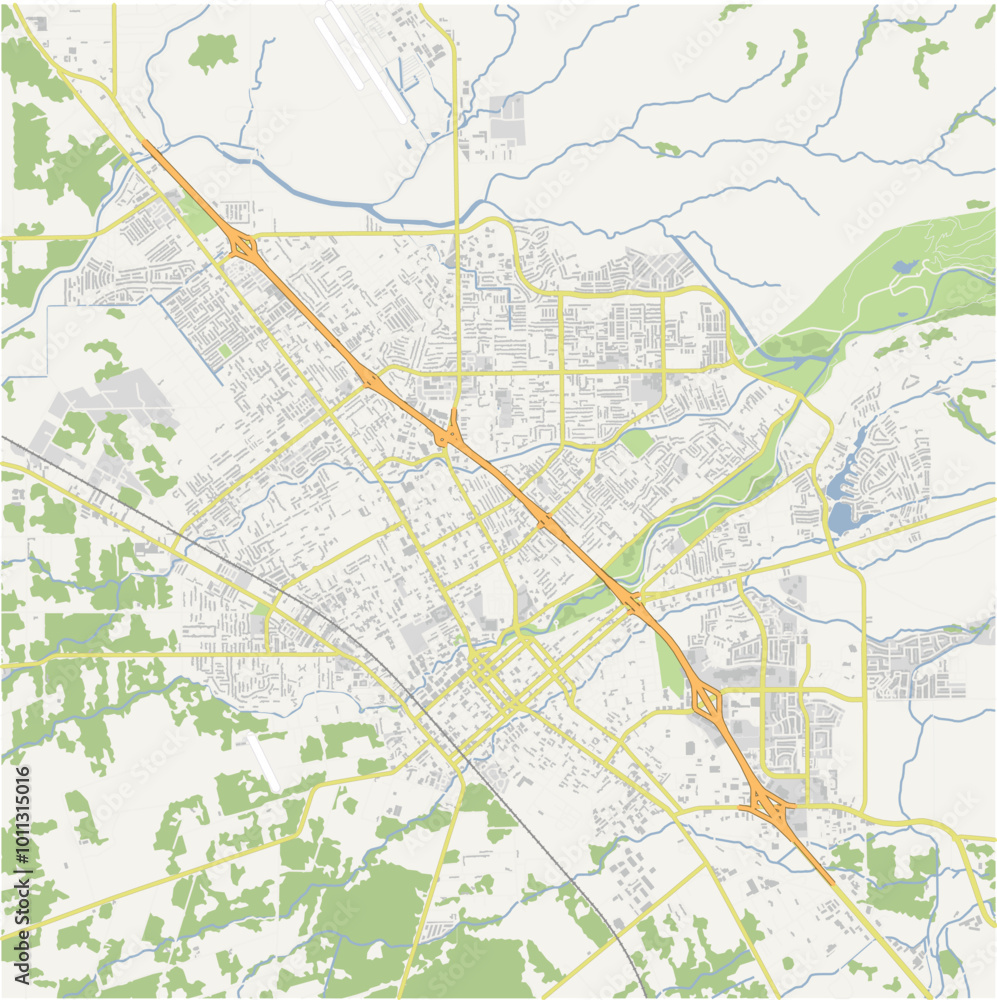 Obraz premium Map of Chico in California in a normal road map style. Contains layered vector with roads water, parks, etc.