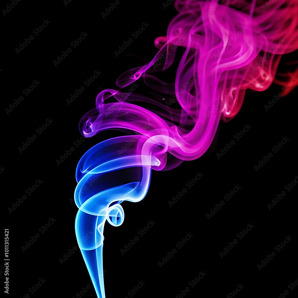 Colourful smoke on black background, green smoke, yellow smoke, pink smoke, violet smoke, blue smoke