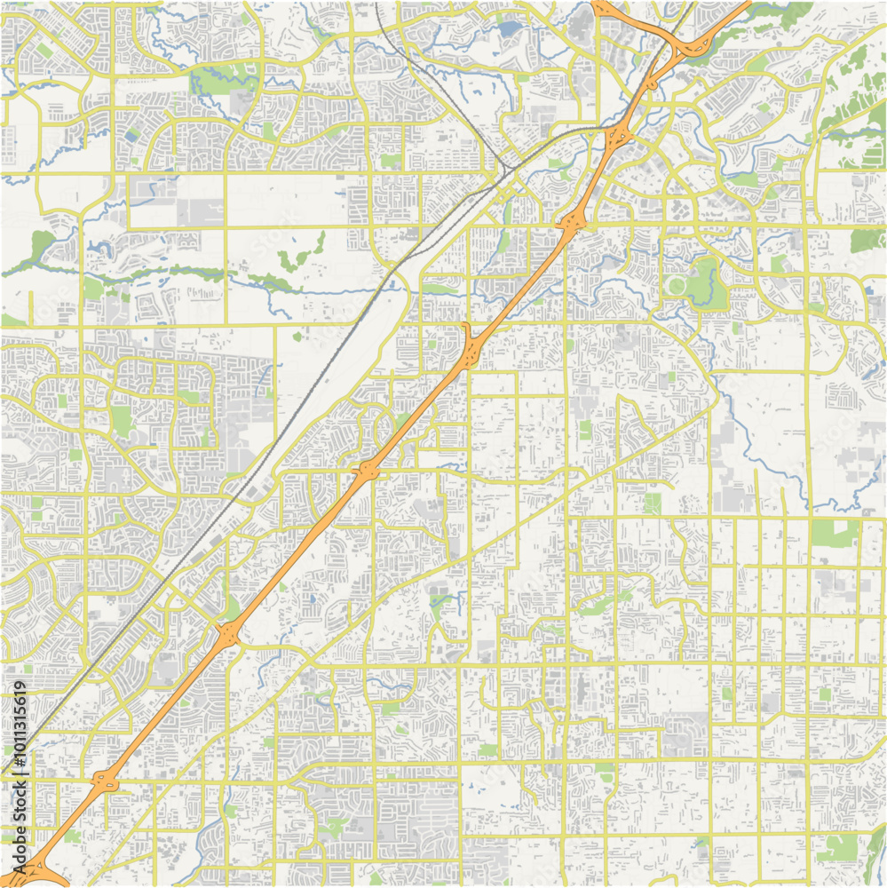 Fototapeta premium Map of Citrus Heights in California in a normal road map style. Contains layered vector with roads water, parks, etc.