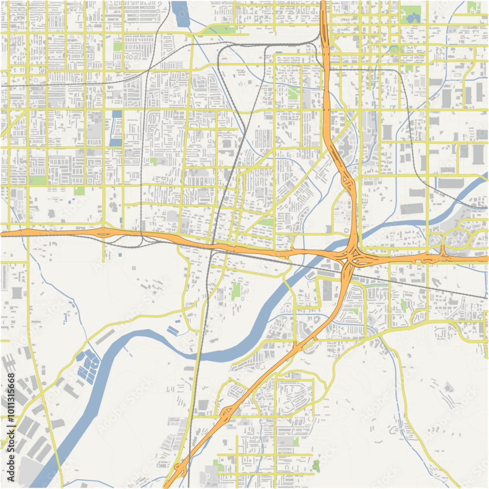 Naklejka premium Map of Colton in California in a normal road map style. Contains layered vector with roads water, parks, etc.