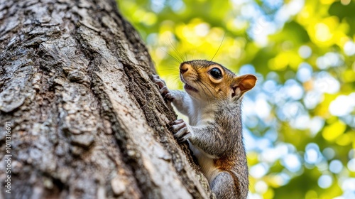 Squirrel Climbing a Tree in Natural Habitat