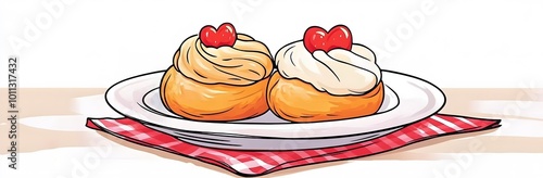 Desserts are decorated with love and cream