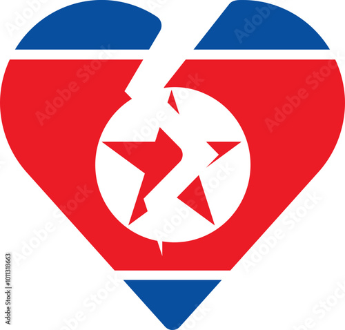 Free Download NORTH KOREA Flag On Broken Heart Icon - GFXLoad