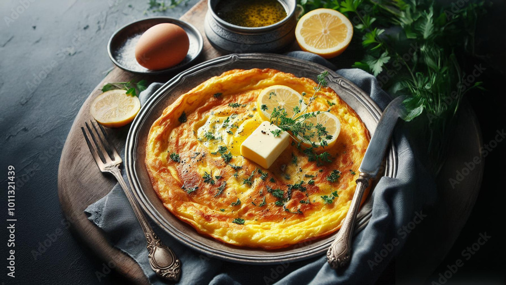 French omelette with butter and herbs French omelette with butter and herbs