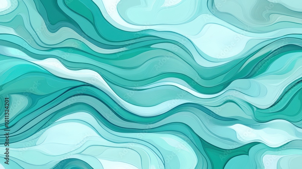 Abstract Teal Wave Pattern