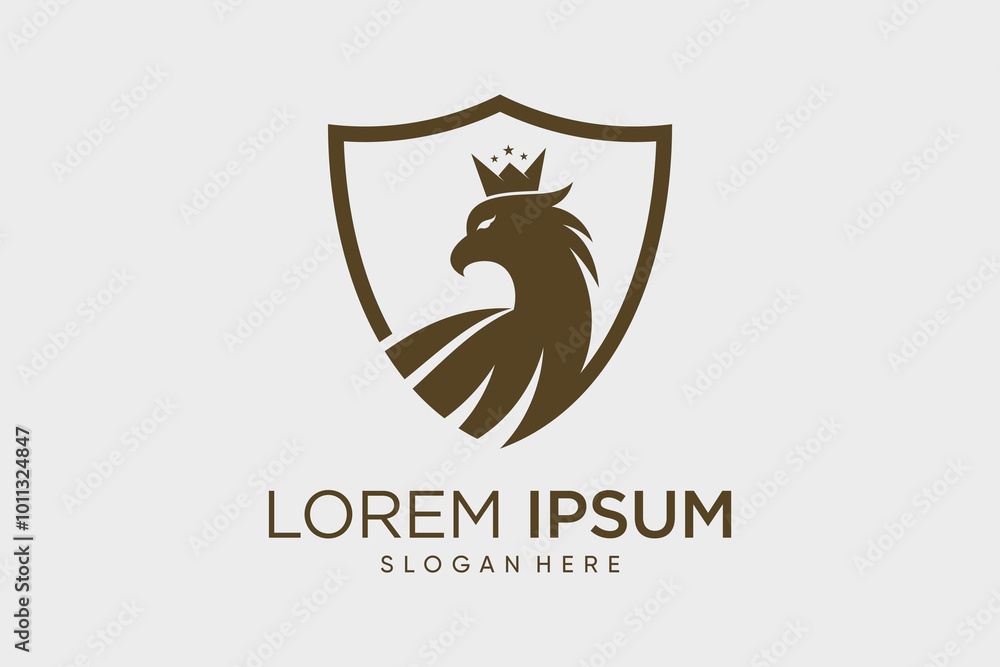 Eagle logo design eagle wings vector illustration with shield icon and creative idea Eagle logo design eagle wings vector illustration with shield icon and creative idea