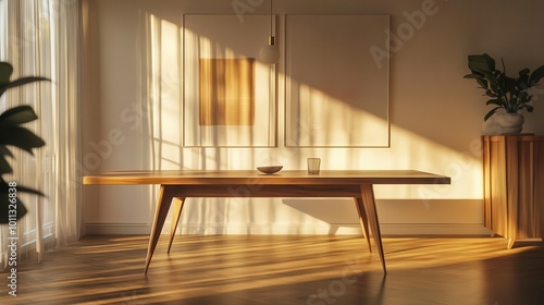 Midcentury modern dining table in a retrostyled room photo