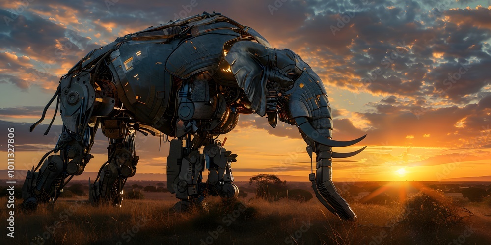 AI robotic elephant with a sturdy frame and intricate hydraulic mechanisms, AI robotic elephant with a sturdy frame and intricate hydraulic mechanisms,