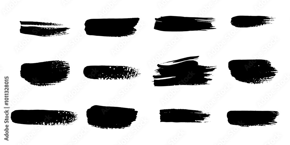 Vector set of brush strokes, grunge texture,brush stroke,banner,for any design.Rough dirty frame for text.Abstract element.Background for social networks.Graffiti black on white background