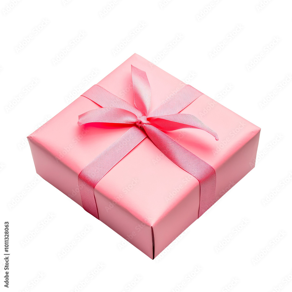 Obraz premium Pink Gift Box Isolated on White Background