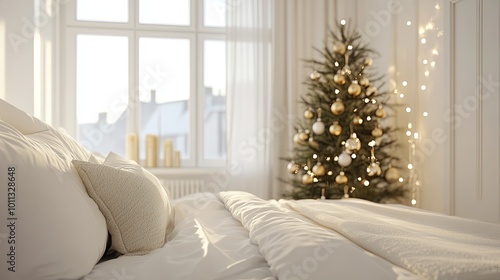 Cozy Christmas Bedroom with Elegant Decor photo