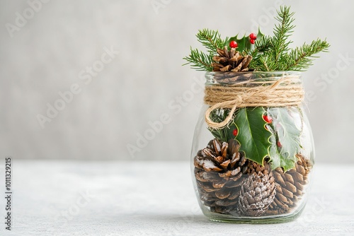 Glass Jar with Natural Christmas Deco photo