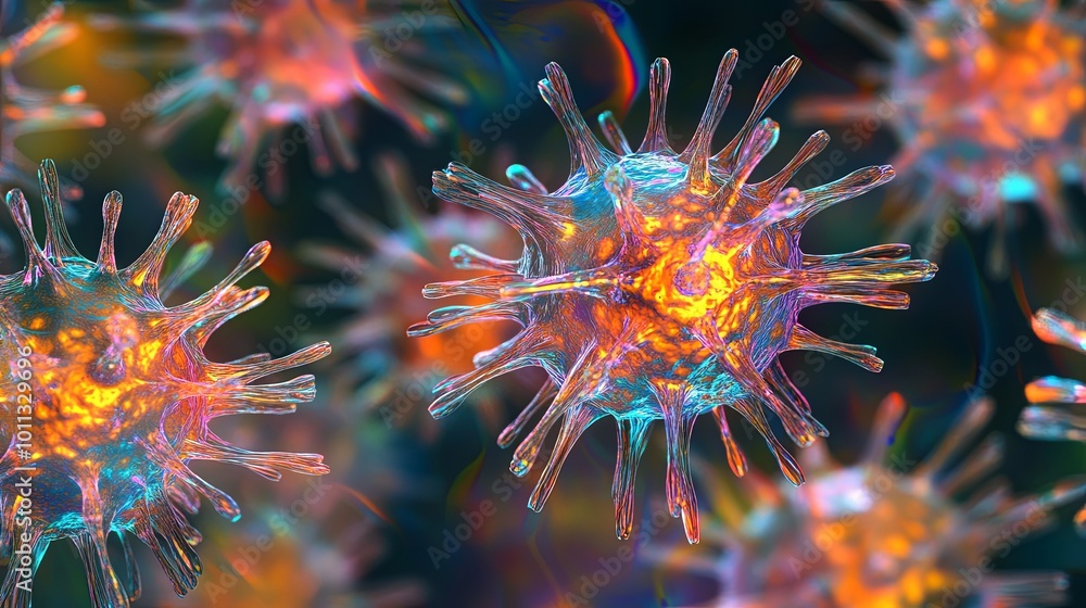 Microscopic View of Virus Particles Microscopic View of Virus Particles