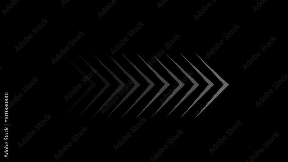 white color Right directional arrow loop animation video. Animated arrows for the overlay video layer. Swipe right animation. on black background