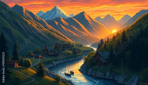 sunset in the mountains