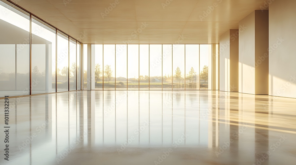 A bright modern interior showcasing minimalist architecture with sunlit hallways and floor-to-ceiling windows, reflecting natural light in a clean, spacious environment. A bright modern interior showcasing minimalist architecture with sunlit hallways and floor-to-ceiling windows, reflecting natural light in a clean, spacious environment.