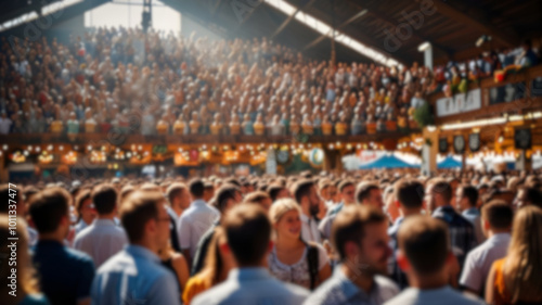 Wallpaper Mural Blur image of a large crowd of people at the Oktoberfest  for background usage. Torontodigital.ca