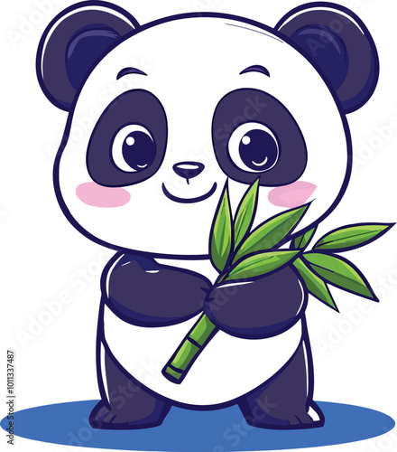 panda and bamboo cartoon illustration