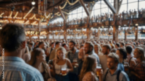 Wallpaper Mural Blur image of a large crowd of people at the Oktoberfest  for background usage. Torontodigital.ca