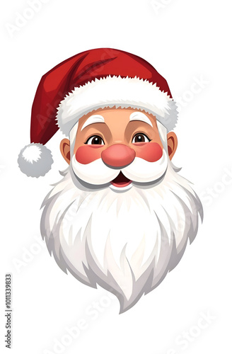 Santa Claus head on a white background, drawn