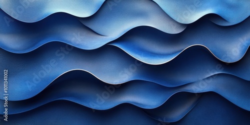 Abstract Waves in Serene Blue Tones Creating a Calming Flow