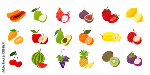set of fruit cartoon element